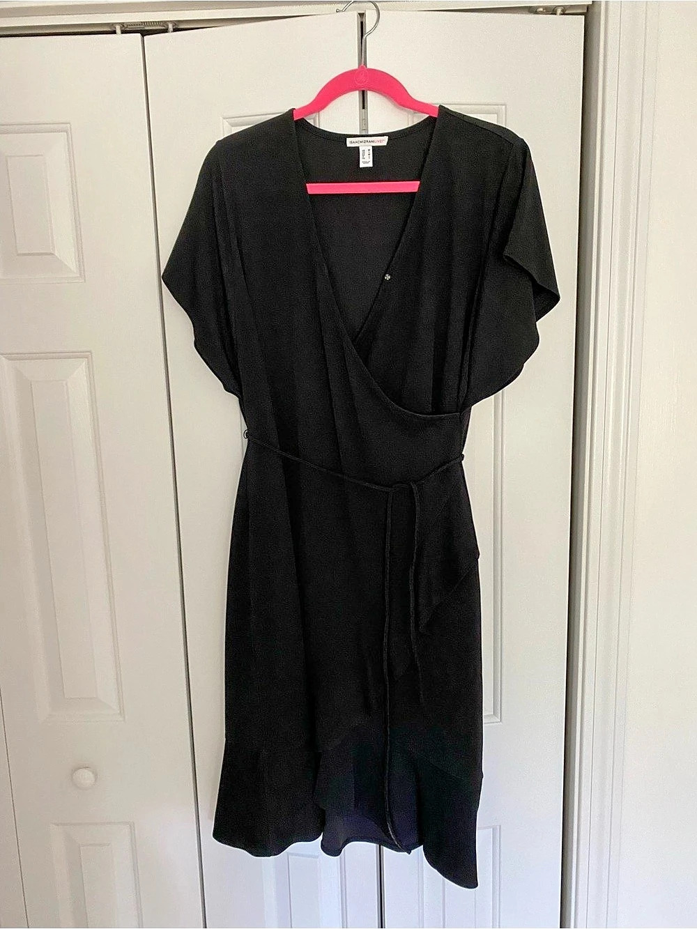 Isaac Mizrahi Live Wrap Midi Dress in Black Size Medium